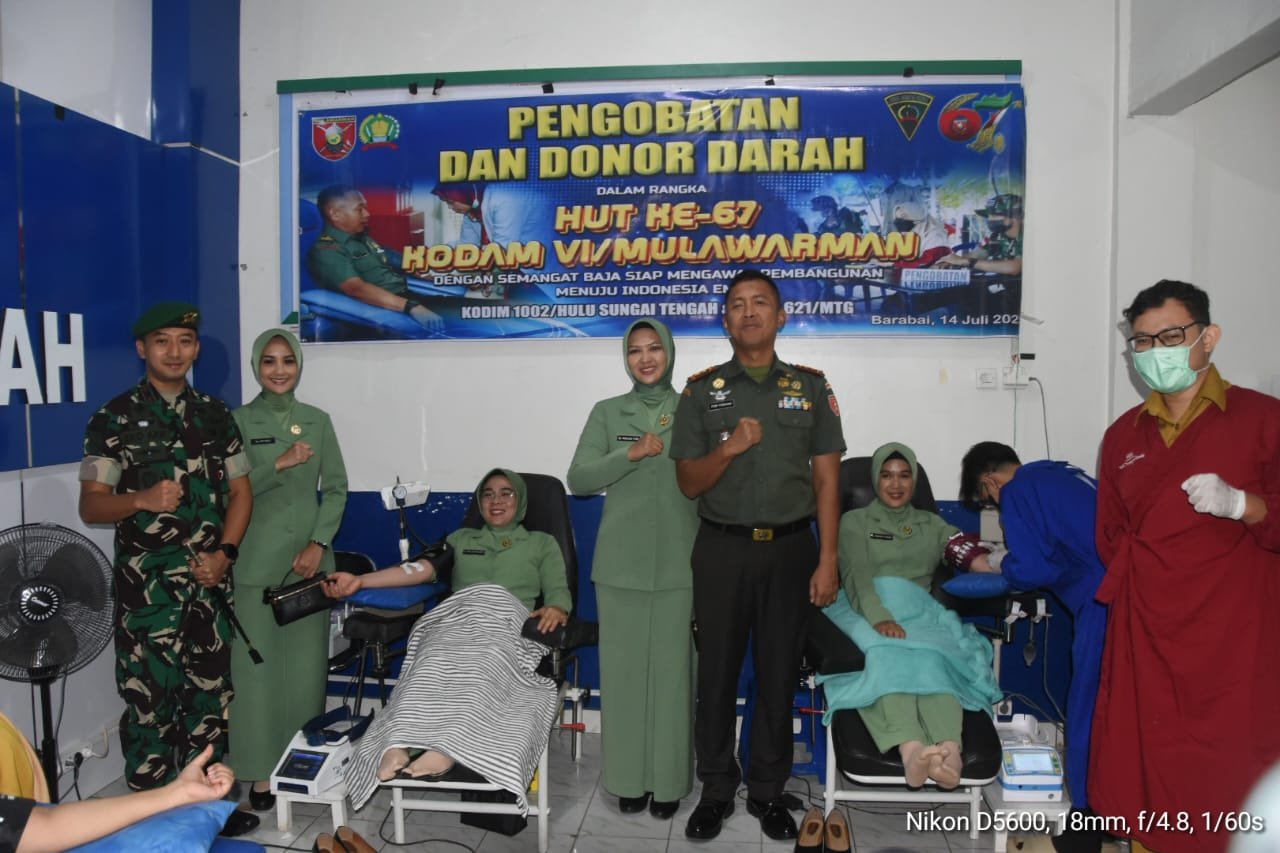 Peringati HUT Kodam VI Mulawarman ke-67, Kodim 1002 Gelar Donor Darah