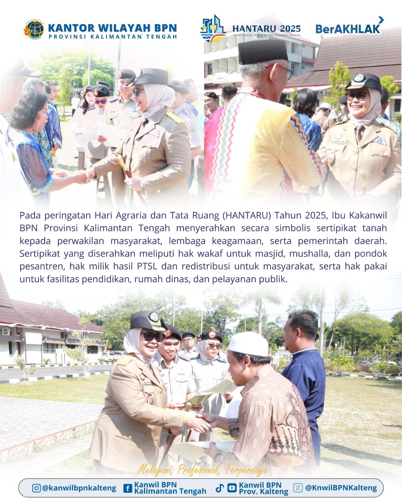 Kanwil BPN Kalteng Gelar Upacara HANTARU 2025 “Tanah Terjaga, Ruang Tertata, Wujudkan Asta Cita”