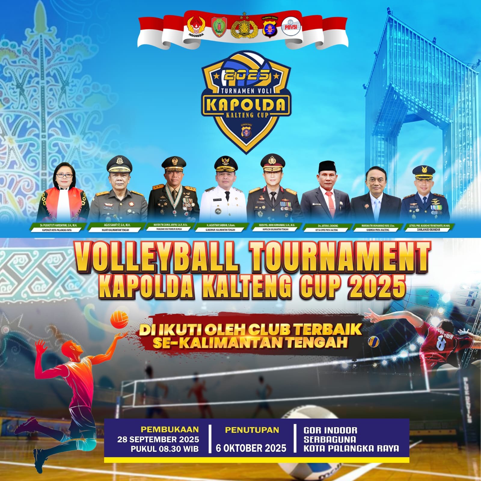 Ayo Saksikan, Polda Kalteng Gelar Turnamen Voli Kapolda Cup 2025