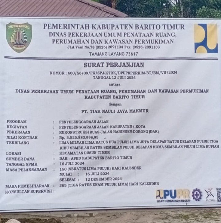 Rekontruksi Jalan Haringen-Dorong Bartim 2024 Diduga Rugikan Negara Miliaran Rupiah, Beruntung Ada BPK RI