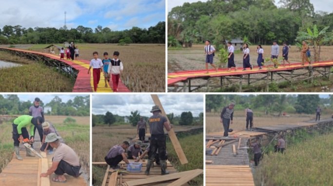 Brimob Kalteng Selesai Perbaiki Jembatan Desa Netampin, Hadirkan Akses Aman bagi Warga dan Pelajar