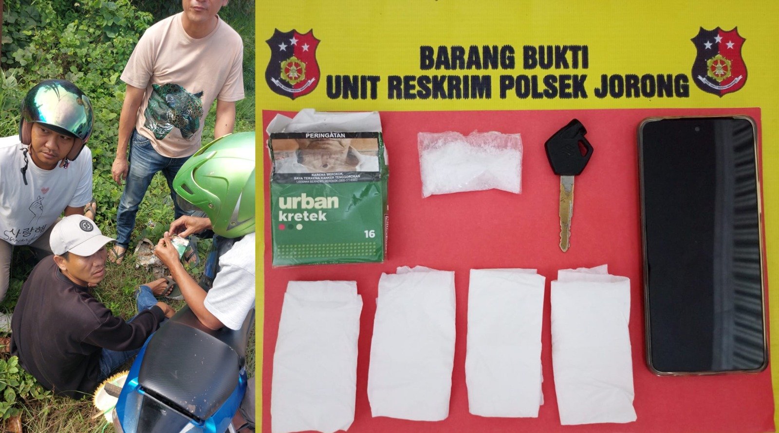 Polsek Jorong Tangkap Pemuda Pembawa 8,23 Gram Sabu di Pinggir Jalan Ahmad Yani