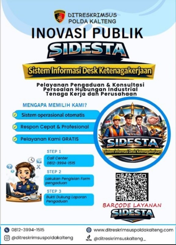 Polda Kalteng Luncurkan “SIDESTA”, Layanan Pengaduan Ketenagakerjaan