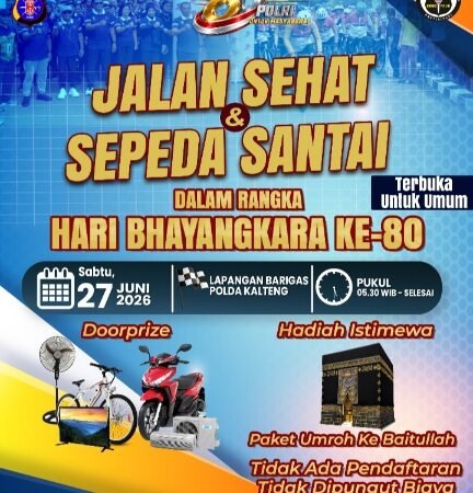 Ayo Masyarakat Kalteng, Ramaikan Jalan Sehat dan Sepeda Santai HUT ke-80 Bhayangkara