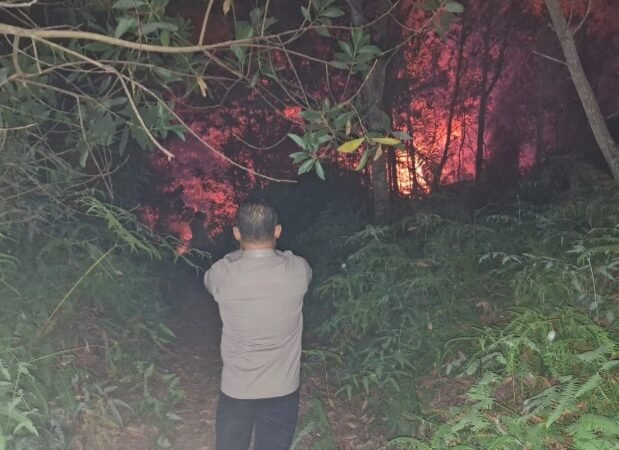 Karhutla, Polsek Bukit Batu Bantu Pemadaman di Bukit Batu Banama