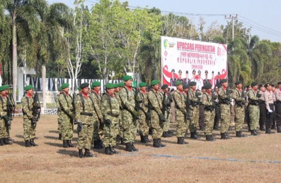 Anggota Kodim 1016/Plk Ikuti Upacara Peringatan HUT ke-81 Republik Indonesia