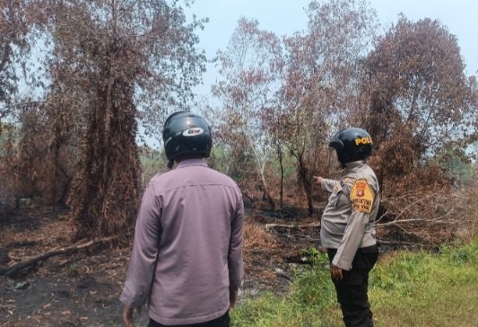 Polsek Sabangau Cek Hot Spot Karhutla Seluas 1 Hektare di Mahir Mahar