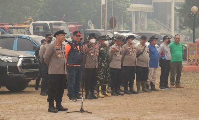 Kapolresta Palangka Raya Motivasi Semangat Personel Gabungan Karhutla